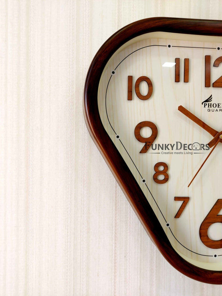 FunkyDecors Decorative Retro Triangle Wall Clock For Home Office Decor And Gifts 37 Cm Tall