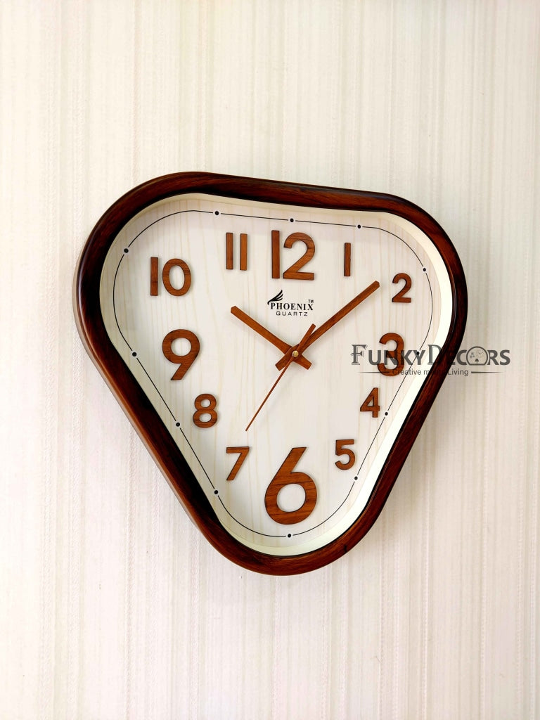 FunkyDecors Decorative Retro Triangle Wall Clock For Home Office Decor And Gifts 37 Cm Tall