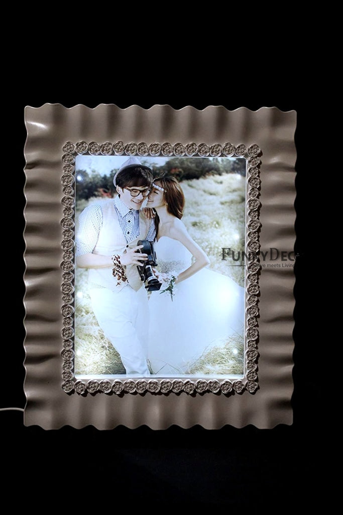 FunkyDecors Designer 2 In 1 Square Mirror With Photo Frame For Home Office Decor Valentines
