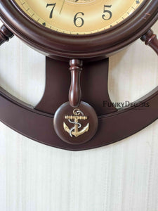 Funkytradition Designer Anchor Brown Color Wall Clock For Home Office Decor And Gifts 50 Cm Tall