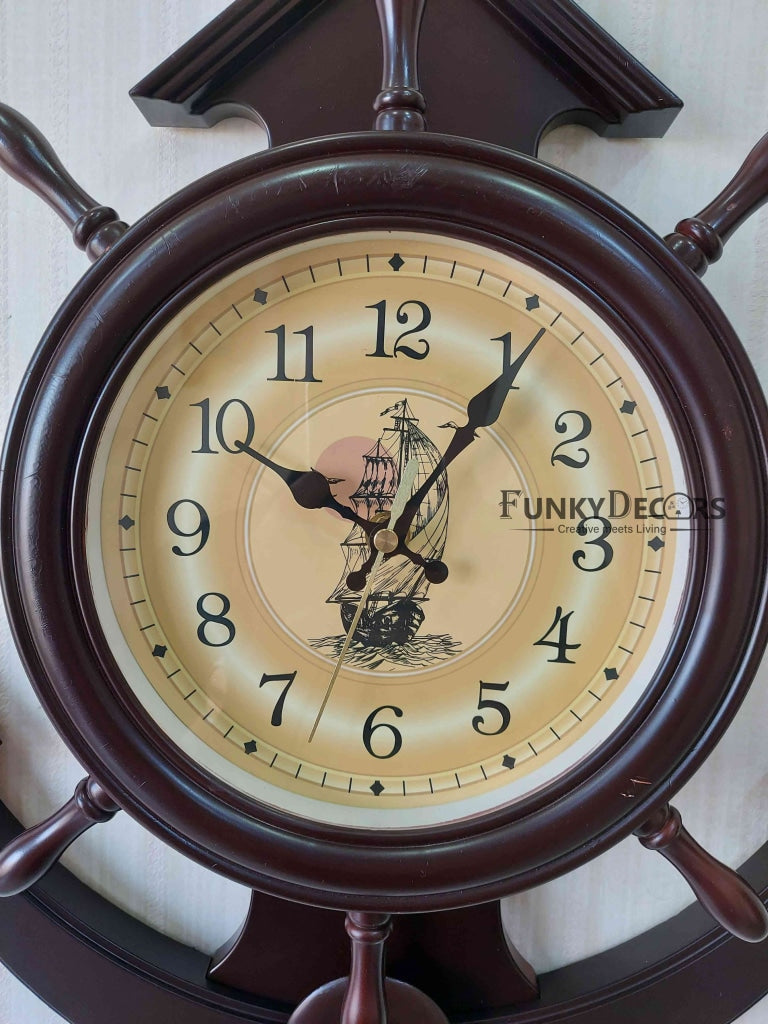 Funkytradition Designer Anchor Brown Color Wall Clock For Home Office Decor And Gifts 50 Cm Tall