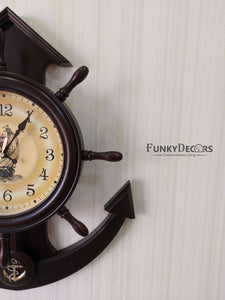 Funkytradition Designer Anchor Brown Color Wall Clock For Home Office Decor And Gifts 50 Cm Tall