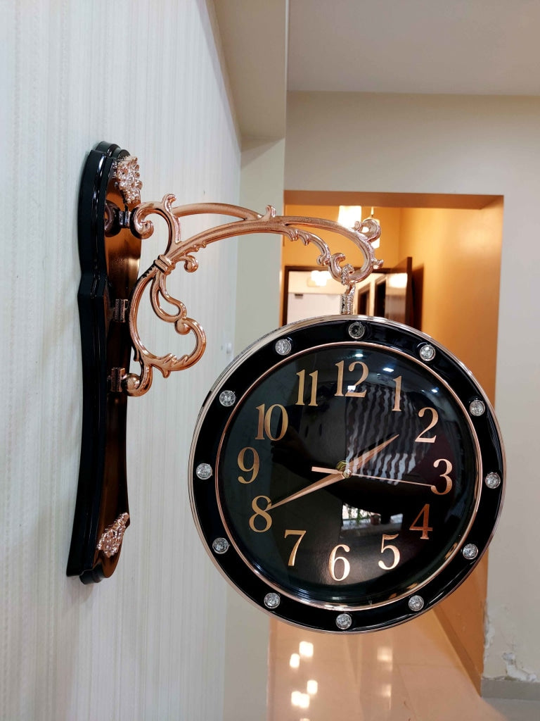 FunkyDecors Designer Antique-Look Golden Black Round Wall Hanging Double Sided 2 Faces Retro