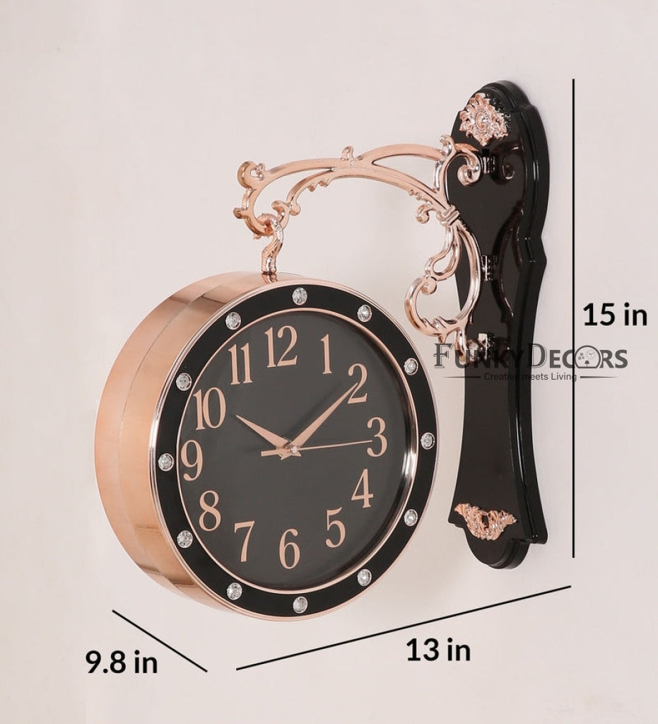 FunkyDecors Designer Antique-Look Golden Black Round Wall Hanging Double Sided 2 Faces Retro