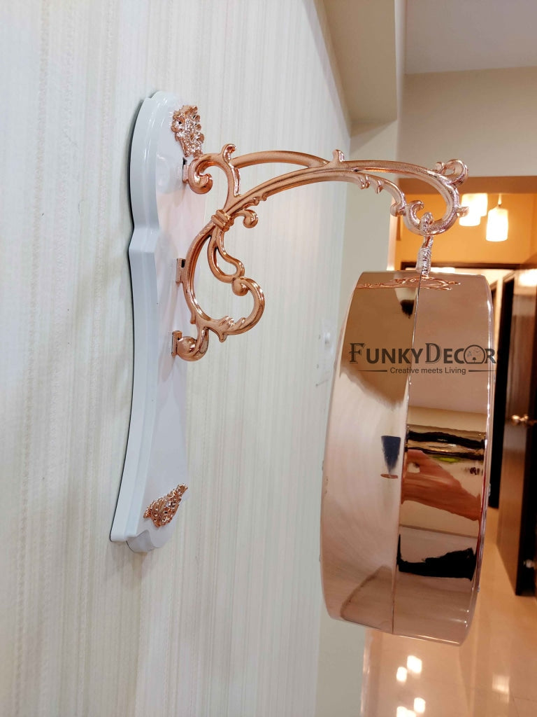 FunkyDecors Designer Antique-Look Golden White Round Wall Hanging Double Sided 2 Faces Retro