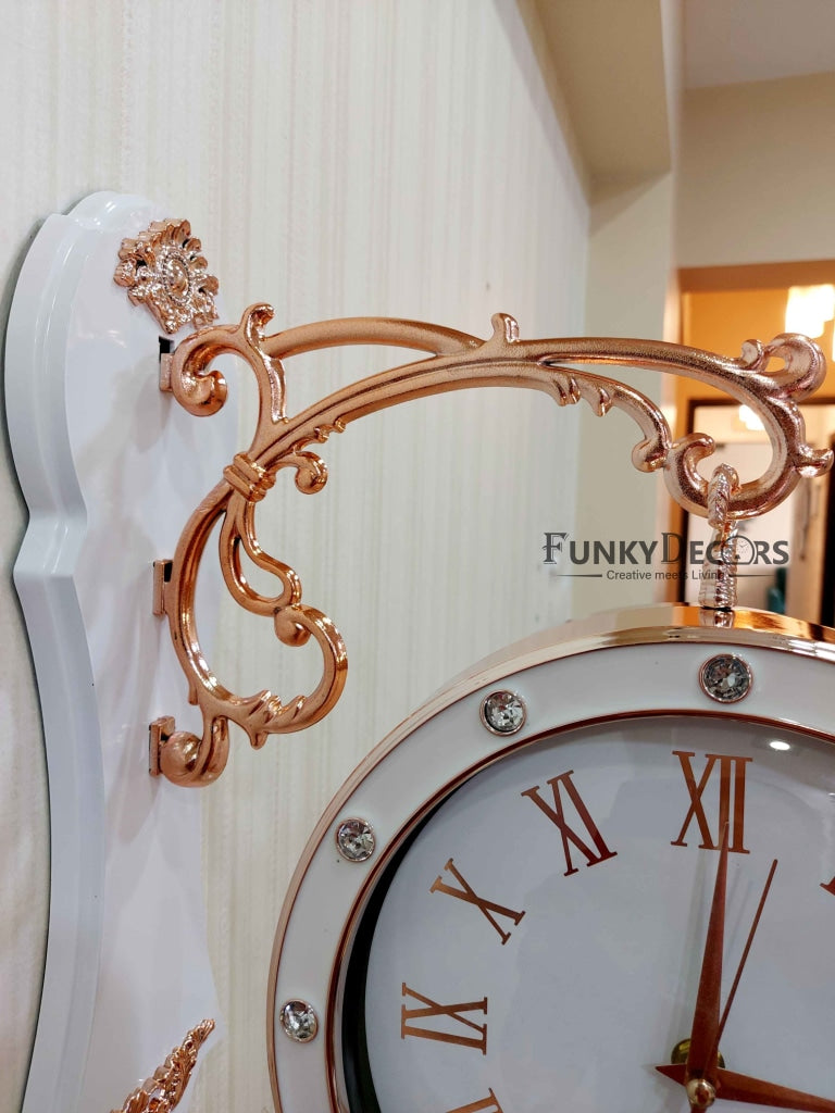 FunkyDecors Designer Antique-Look Golden White Round Wall Hanging Double Sided 2 Faces Retro