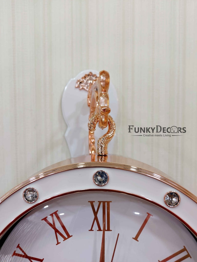 FunkyDecors Designer Antique-Look Golden White Round Wall Hanging Double Sided 2 Faces Retro
