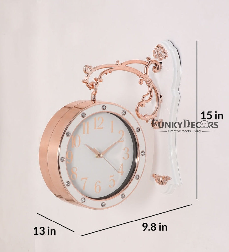 FunkyDecors Designer Antique-Look Golden White Round Wall Hanging Double Sided 2 Faces Retro