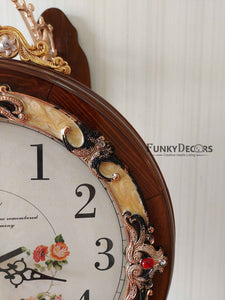 Funkytradition Designer Antique-Look Wooden Brown Round Wall Hanging Double Sided 2 Faces Retro
