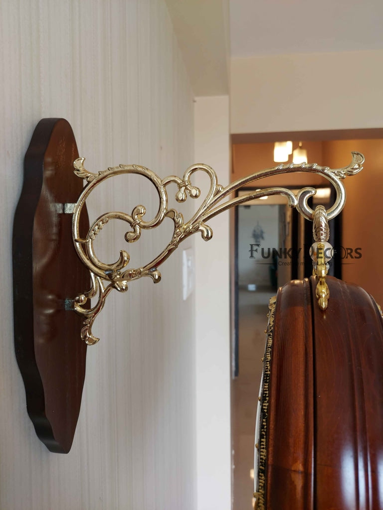 Funkytradition Designer Antique-Look Wooden Brown Round Wall Hanging Double Sided 2 Faces Retro