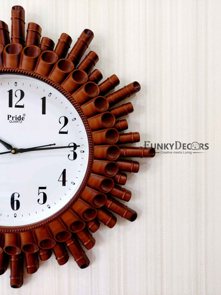 FunkyDecors Designer Bamboo Style Wall Clock Watch Décor For Home Office Decor And Gifts 48 Cm