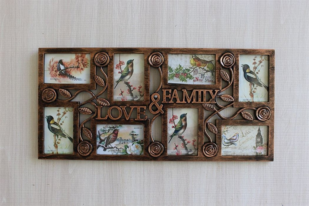 FunkyTradition Designer Big Love and Family Frames for 8 Photos for Home Office Decor and Anniversary Valentines Birthday Housewarming Gifts 70 CM Wide