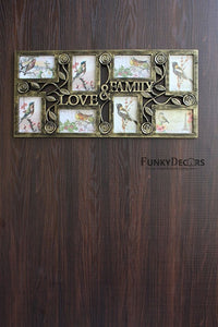 FunkyTradition Designer Big Wooden Texture Love and Family Frames for 8 Photos for Home Office Decor and Anniversary Valentines Birthday Housewarming Gifts 70 CM Wide