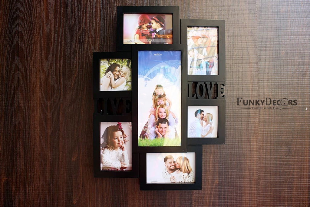 FunkyDecors Designer Black Love And Family Photo Frames For 9 Photos 53 Cm Tall