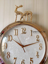 Load image into Gallery viewer, Funkytradition Designer Golden White Reindeer Tessel Wall Clock Watch Decor For Home Office And
