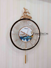 Load image into Gallery viewer, Funkytradition Designer Minimal Transparent Reindeer Pendulum Wall Clock Watch Decor For Home Office
