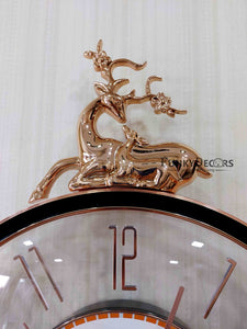 Funkytradition Designer Minimal Transparent Reindeer Pendulum Wall Clock Watch Decor For Home Office