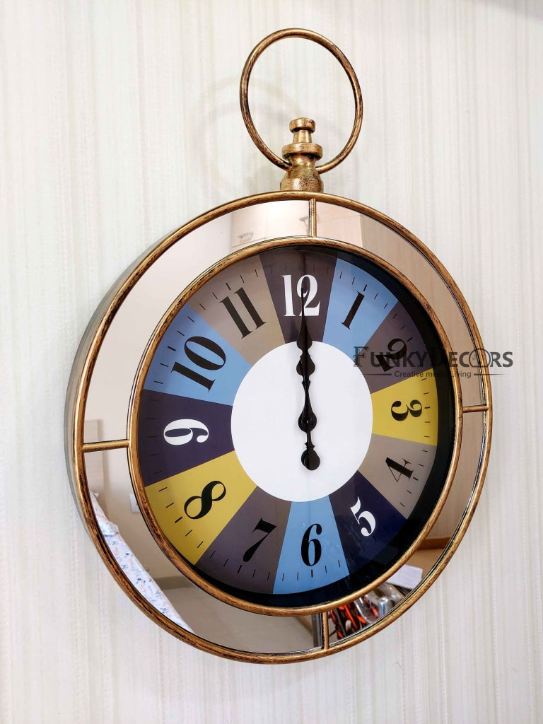FunkyDecors Designer Mirror Wall Clock Watch Décor For Home Office Decor And Gifts 60 Cm Tall