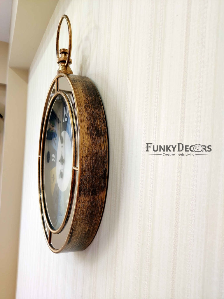 FunkyDecors Designer Mirror Wall Clock Watch Décor For Home Office Decor And Gifts 60 Cm Tall