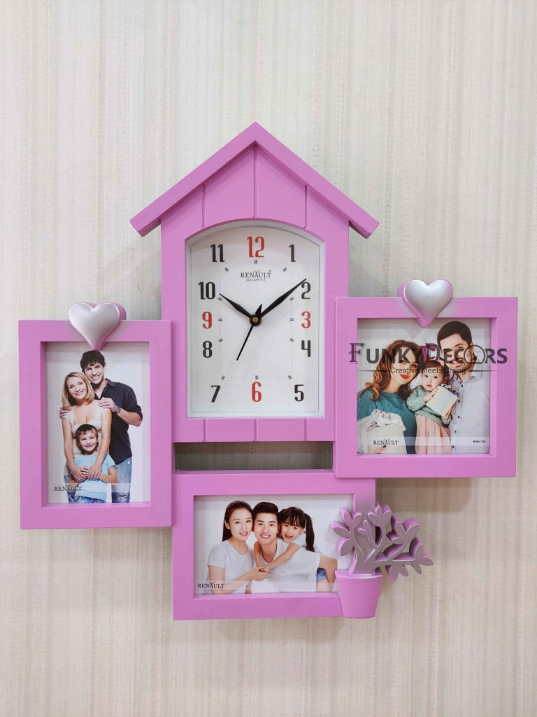 FunkyDecors Designer Pink House Shape Love And Family Photo Frames