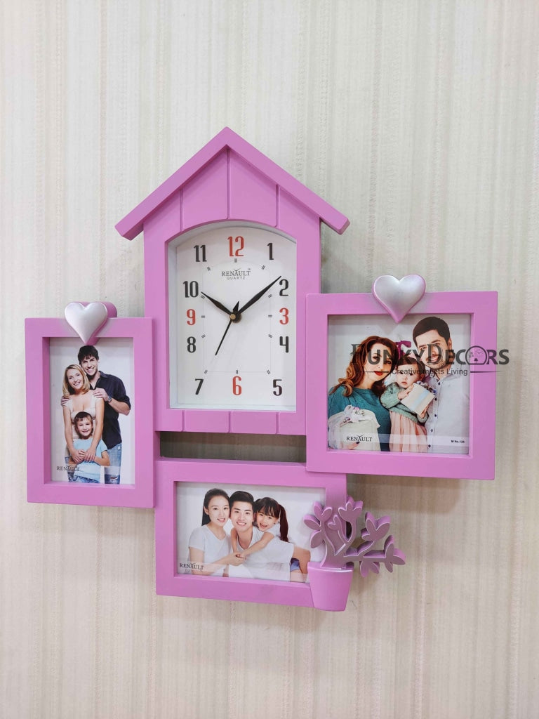 FunkyDecors Designer Pink House Shape Love And Family Photo Frames