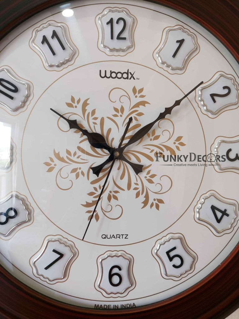 FunkyDecors Designer Wooden Minimal Wall Clock Watch Décor For Home Office Decor And Gifts 45 Cm