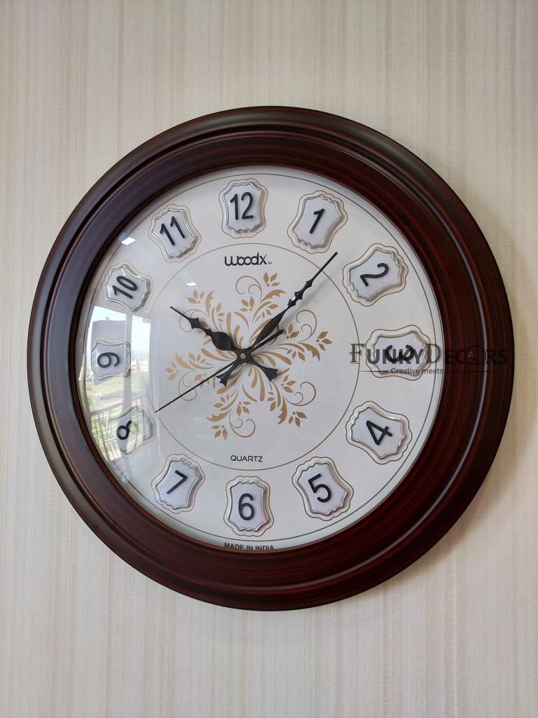 FunkyDecors Designer Wooden Minimal Wall Clock Watch Décor For Home Office Decor And Gifts 45 Cm