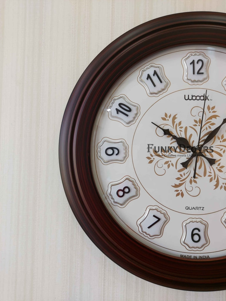 FunkyDecors Designer Wooden Minimal Wall Clock Watch Décor For Home Office Decor And Gifts 45 Cm