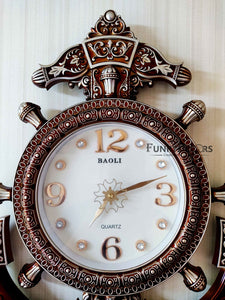 Funkytradition Diamond Studded Anchor Brown Color Wall Clock For Home Office Decor And Gifts 57 Cm