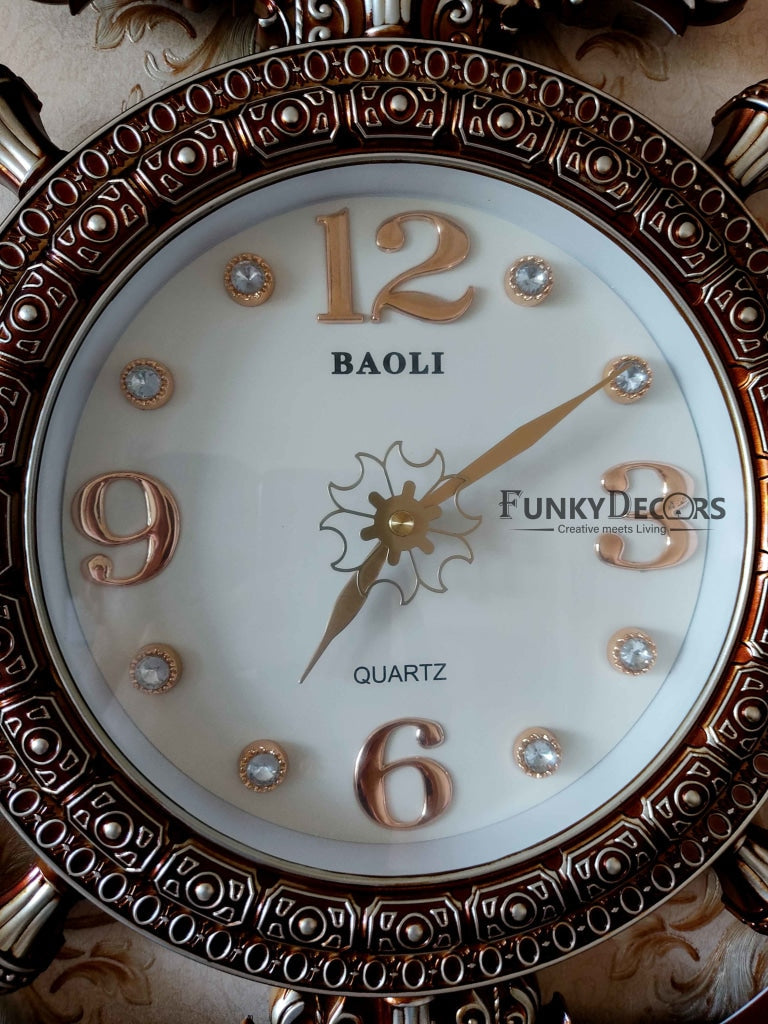 Funkytradition Diamond Studded Anchor Brown Color Wall Clock For Home Office Decor And Gifts 57 Cm