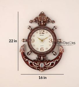 Funkytradition Diamond Studded Anchor Brown Color Wall Clock For Home Office Decor And Gifts 57 Cm