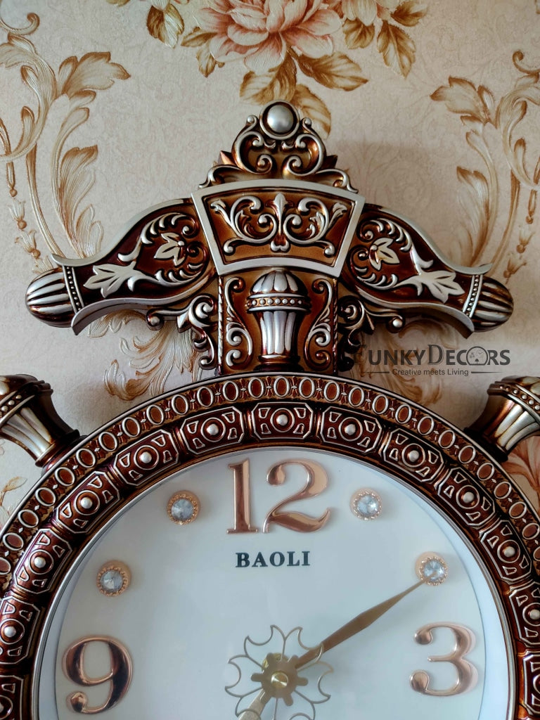 Funkytradition Diamond Studded Anchor Brown Color Wall Clock For Home Office Decor And Gifts 57 Cm