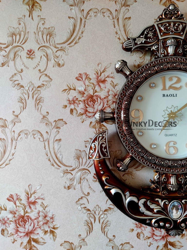 Funkytradition Diamond Studded Anchor Brown Color Wall Clock For Home Office Decor And Gifts 57 Cm