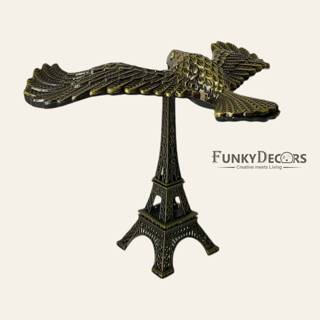 FunkyDecors Eiffel Tower Statue With Balance Eagle Metal Showpiece | Birthday Anniversary Gift