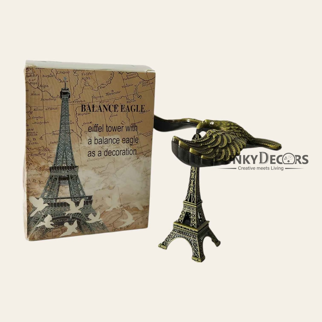 FunkyDecors Eiffel Tower Statue With Balance Eagle Metal Showpiece | Birthday Anniversary Gift