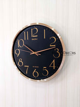 Load image into Gallery viewer, Funkytradition Golden Black Minimal Wall Clock Watch Decor For Home Office And Gifts 35 Cm Tall
