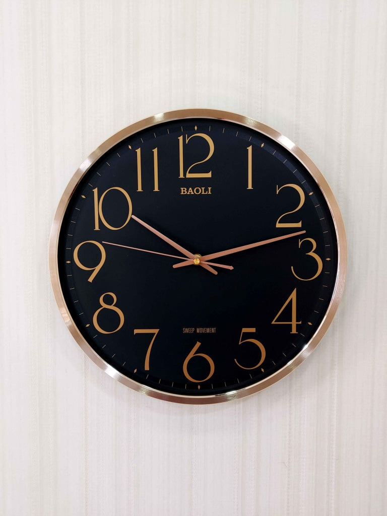 FunkyDecors Golden Black Minimal Wall Clock Watch Decor For Home Office And Gifts 35 Cm Tall
