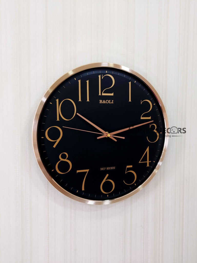 FunkyDecors Golden Black Minimal Wall Clock Watch Decor For Home Office And Gifts 35 Cm Tall