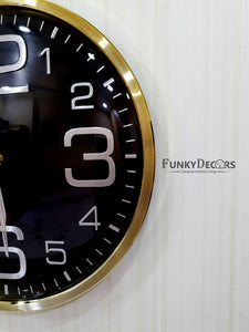 Funkytradition Golden Black Minimal Wall Clock Watch Decor For Home Office And Gifts 36 Cm Tall
