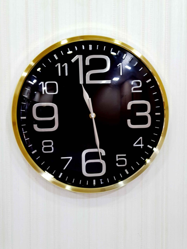 Funkytradition Golden Black Minimal Wall Clock Watch Decor For Home Office And Gifts 36 Cm Tall