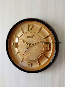 Funkytradition Golden Brown Minimal Wall Clock Watch Decor For Home Office And Gifts Clocks