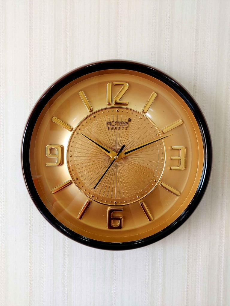 FunkyDecors Golden Brown Minimal Wall Clock Watch Decor For Home Office And Gifts Clocks
