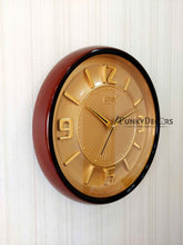 Load image into Gallery viewer, Funkytradition Golden Brown Minimal Wall Clock Watch Decor For Home Office And Gifts Clocks
