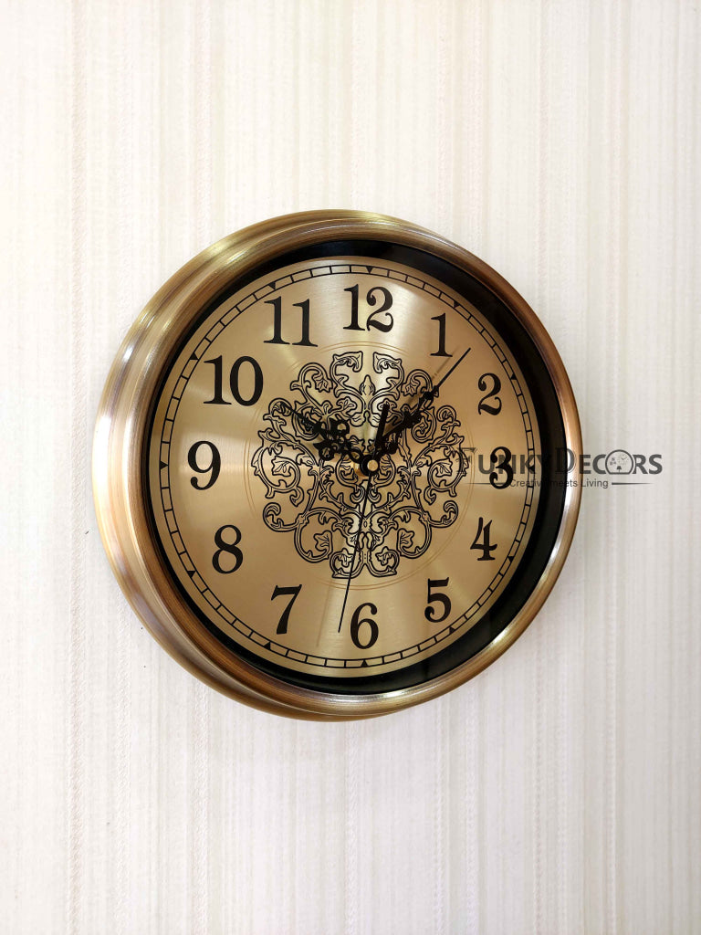 FunkyDecors Golden Elegant Design Wall Clock Watch Decor For Home Office And Gifts 30 Cm Tall