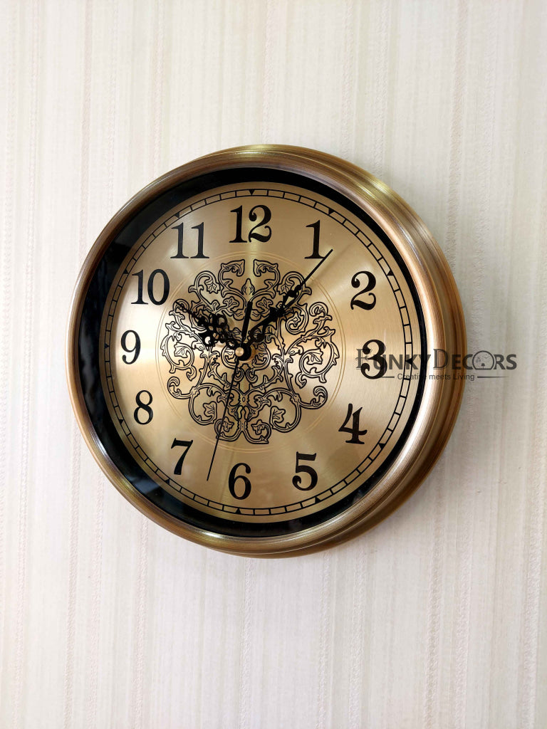 FunkyDecors Golden Elegant Design Wall Clock Watch Decor For Home Office And Gifts 30 Cm Tall