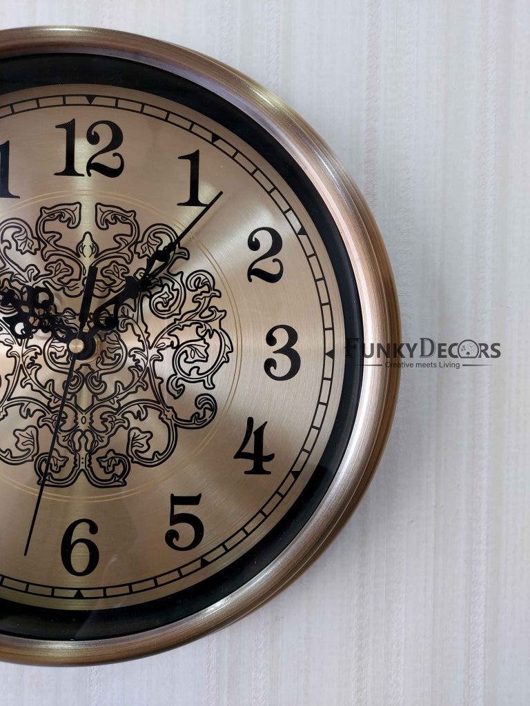 FunkyDecors Golden Elegant Design Wall Clock Watch Decor For Home Office And Gifts 30 Cm Tall