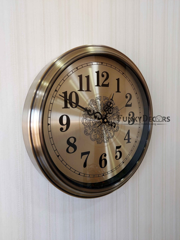 FunkyDecors Golden Elegant Design Wall Clock Watch Decor For Home Office And Gifts 42 Cm Tall
