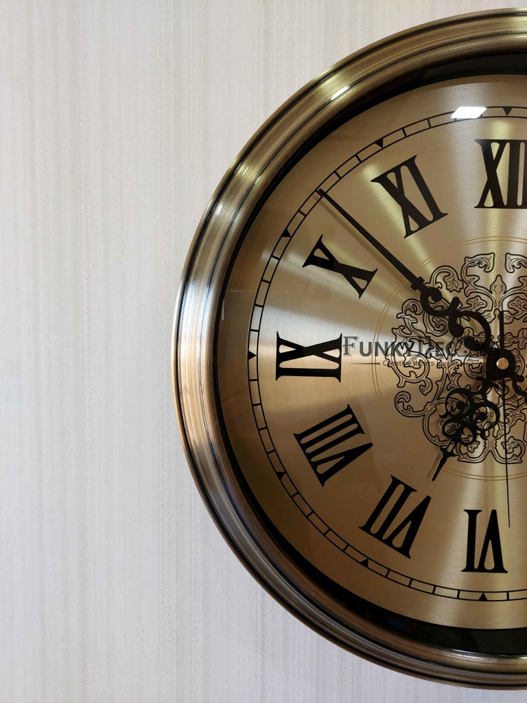 FunkyDecors Golden Elegant Design Wall Clock Watch Decor For Home Office And Gifts 42 Cm Tall