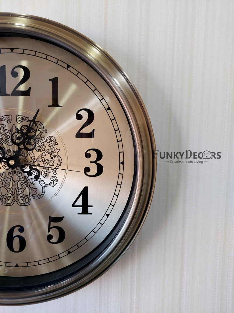 FunkyDecors Golden Elegant Design Wall Clock Watch Decor For Home Office And Gifts 42 Cm Tall