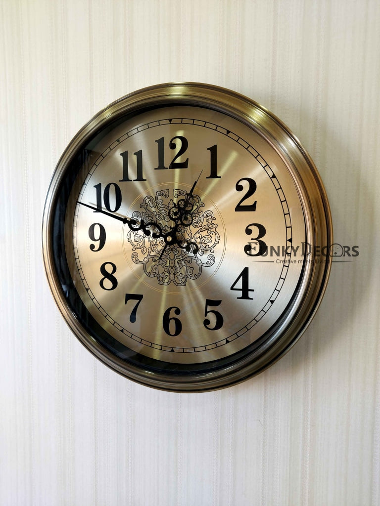 FunkyDecors Golden Elegant Design Wall Clock Watch Decor For Home Office And Gifts 42 Cm Tall